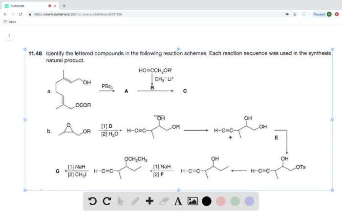 Identify the lettered compounds in the following reaction sequence